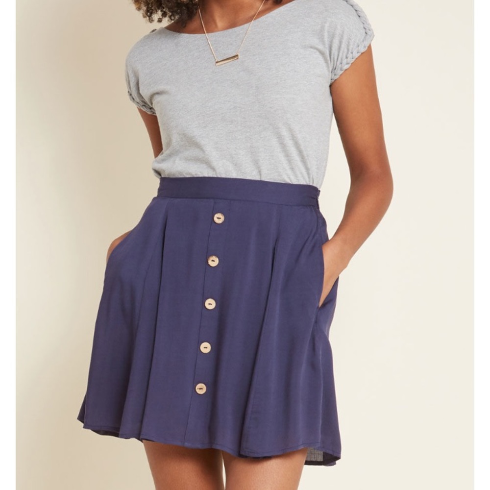 ModCloth You Sassy Thing Skater Skirt in Navy